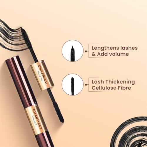 Image of CHARMACY Power Lash Mascara with Fibres - 5X Volume & False Lash Effect, Dual-Side Wand for Lengthening & Volumizing, Long-Lasting 8H Wear, Lightweight & Easy Removal