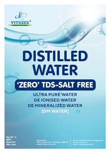 Image of VITSZEE Distilled Water 1L DM water, Pure Di-Ionised Distilled Water For multipurpose Uses Battery /Inverter, Autoclaving, Reagent Water,Lab And Scientific Products 1 Litre