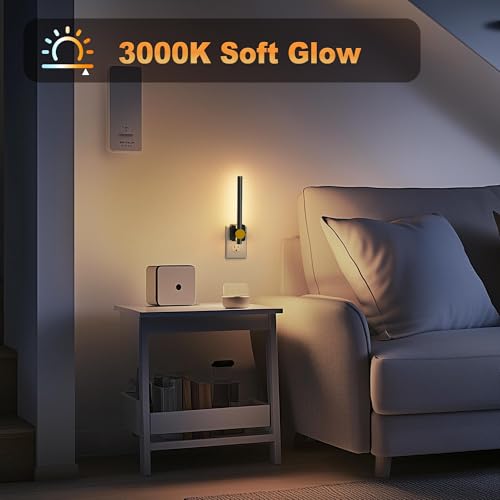 Image of JandCase Night Lights Plug into Wall,0-200LM Dimmable LED Nightlights, 2 Pack Soft White 3000K Vanity Night Light With Auto Light Sensor for Bathroom Dressing Room