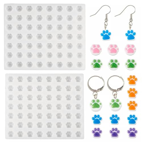 Lot de 2 moules à Cire en Silicone en Forme d'empreinte de Patte pour Perles de Sceau de Cire 118~119x98~99x8mm-par défaut