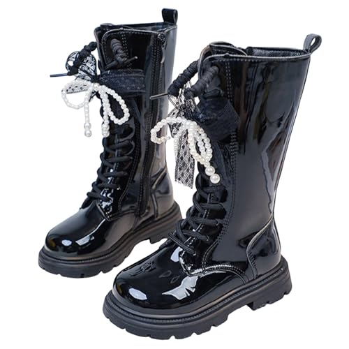 Bottes hautes pour filles en cuir doublé polaire style équitation