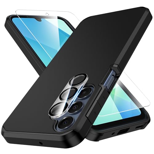 ibvehed 3 in 1 for Samsung A16 5G Case with Tempered Glass Screen Protector + Camera Lens Protector,fit for Samsung Galaxy A16 5G,Silicone Durable Armor for Samsung Galaxy A16 5G Case
