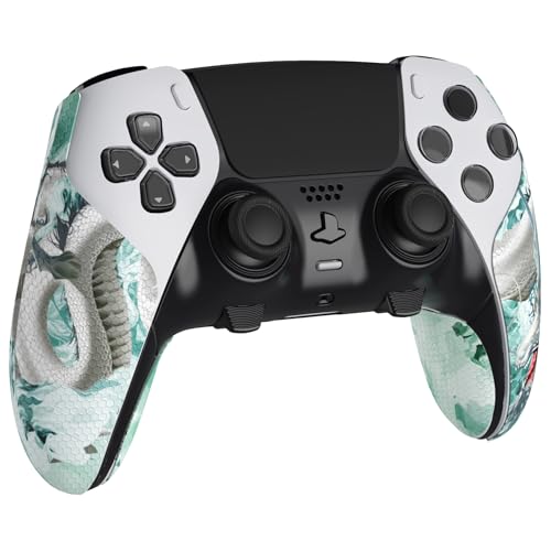 Image of PlayVital Anti-Skid Sweat-Absorbent Controller Grip for ps5 Edge Wireless Controller, Textured Soft PU Handle Grips Anti Sweat Protector for ps5 Edge Controller - Jade Dragon-Cloud Dominator