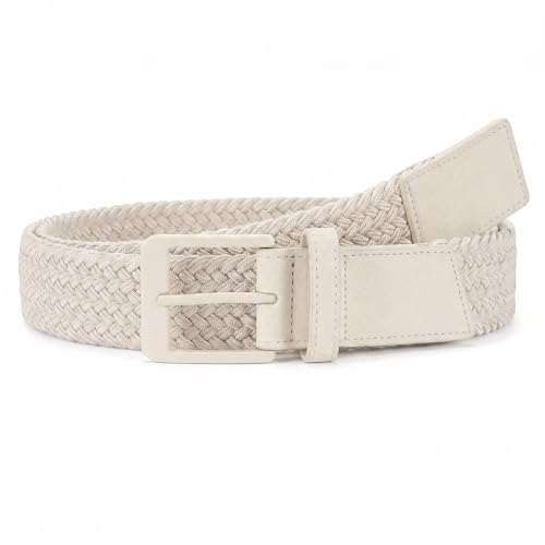 Image of SANSTHS Stretch Braided Golf Belt Breathable No Hole Elastic Woven Belt for Men Women, Ideal Belt for Golf Travel Daily Wear