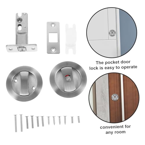 Cerradura de bolsillo para puerta corredera POPETPOP, pestillo de privacidad, níquel satinado, para baños, seguridad, uso interior miniatura 5