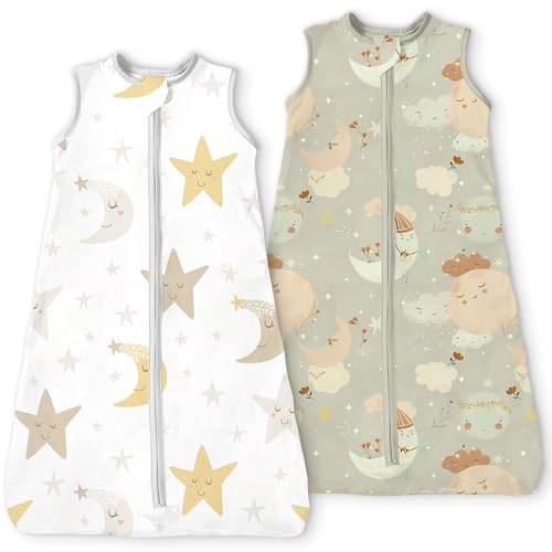 Image of TOTBASIC Sleep Sack 0-6 Months 2-Pack,0.5 TOG Summer Wearable Blanket with 2-Way Safe Zippers,Soft Sleeping Bag for Babies