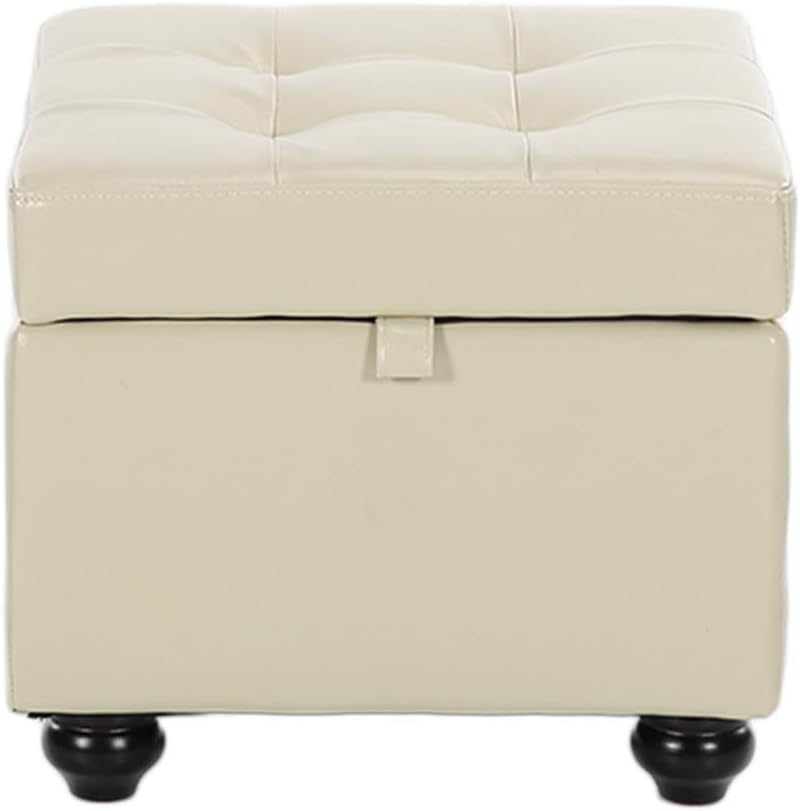 JYKOO Ottoman Footstool, Pu Leather Stool, Sofa Stool Shoe Bench, Modern Living Room Fashion Stool,Beige,C