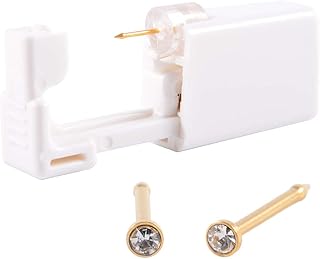 CHUANCI 1 Unit Disposable Safe Sterile Piercing Unit for Gem Nose Studs Piercing Gun Piercer Tool Machine Kit Earring Stud Body Jewelry (18-204 Gold Clear)