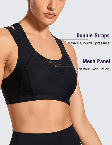 SYROKAN Sports Bras for Women High Support Mesh Full Coverage Racerback Wireless No Bounce Running Bras2