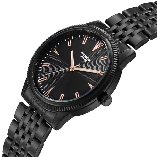 Image of Sonata Poze 8 Quartz Analog with Black Dial IP Black Stainless Steel Strap Watch for Men - SP70109NM01W