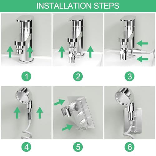 Brysalis Duschkopf Set für Waschbecken, Bidet Handbrause mit 2m Schlauch, Waschbeckenbrause zum Haarewaschen, Waschbeckendusche, Wasserhahn Verlängerung mit Duschkopfhalter und Wasserhahnspender