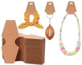100 PCS Necklace Display Cards Holders Jewelry Bracelets Earrings Keychain Rings Hairbands Craft Projects Brown Kraft Paper Hang Tags Card 4.9 x 2 Inches