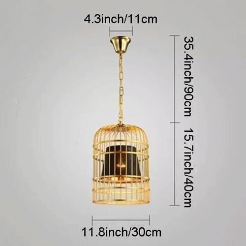 Lumière de la cage à oiseaux luminaire suspension en tissu style industriel d/a - 2