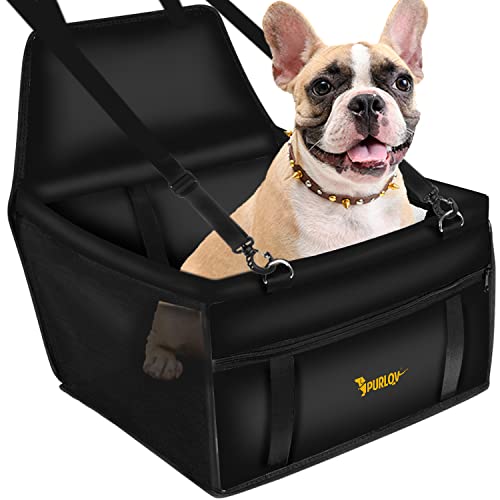 PURLOV Seggiolino auto pieghevole per cani e gatti – 40 x 40 x 32 cm – Impermeabile con cintura di sicurezza e finestra a rete – Seggiolino auto per sedile anteriore e posteriore fino a 10 kg