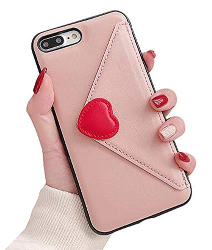 UnnFiko Leather Wallet Case Compatible with iPhone 7 Plus/iPhone 8 Plus, Luxury Purse Flip Card Pouch Stand Holder Cover Case (Pink, iPhone 7 Plus / 8 Plus)