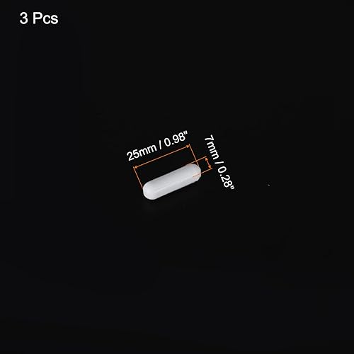 Miniatura 2 de MECCANIXITY Agitador magnético mezclador barra de agitación 25 mm (1 ") x7mm cilindro forma PTFE recubrimiento imán blanco para laboratorio 3 unids