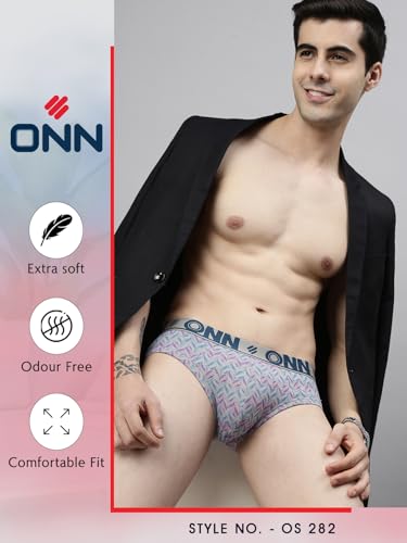 Image of ONN Men's Super Combed Cotton Printed Briefs with Ultra Soft Waistband, Moisture-Wicking, Stylish Patterns, Lightweight, Breathable, All-Day Comfort | Prints May Vary | Style OS282 |