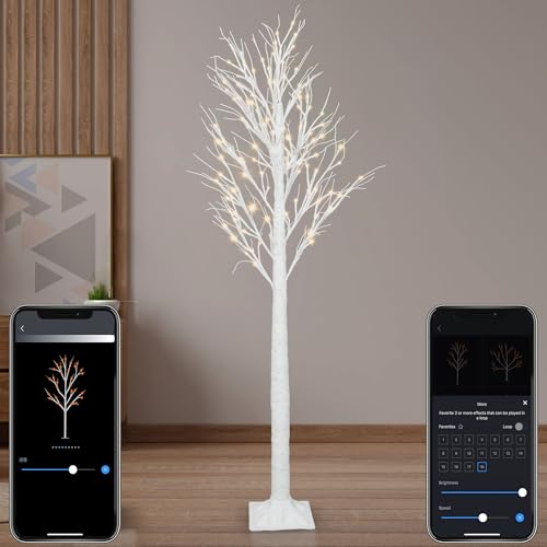 Smart Lighted Birch Twig Tree with Fairy Lights, APP Conrol, 6FT 120 Warm White LEDs, 18 Modes...