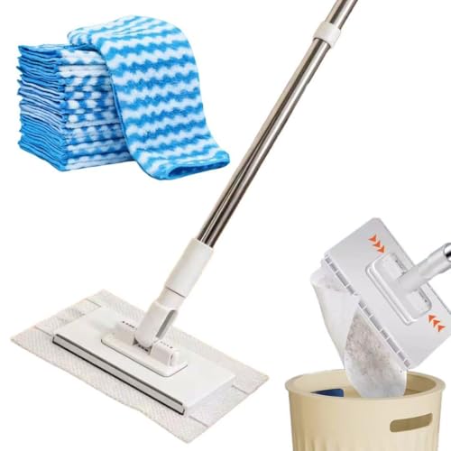 Grip Mini Mop Hands Free Flat Mop with 1-Second Cloth Change 360 Rotating Head for Walls Floors Windows Corners. Cloth-Changing Mini Cleaning Tool with 10 Reusable Microfiber Cloth