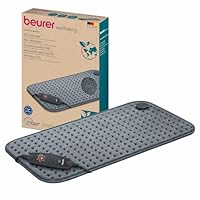 Beurer HK 123 Green Planet Heizkissen, Made in Europe, Ober- und Unterseite aus 100% recyceltem Material, kuschelig weich, 60 x 30 cm, 6 Temperaturstufen und Abschaltautomatik, maschinenwaschbar, grau