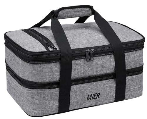 MIER Insulated Double Casserole Carrier Thermal Lunch Tote for Potluck