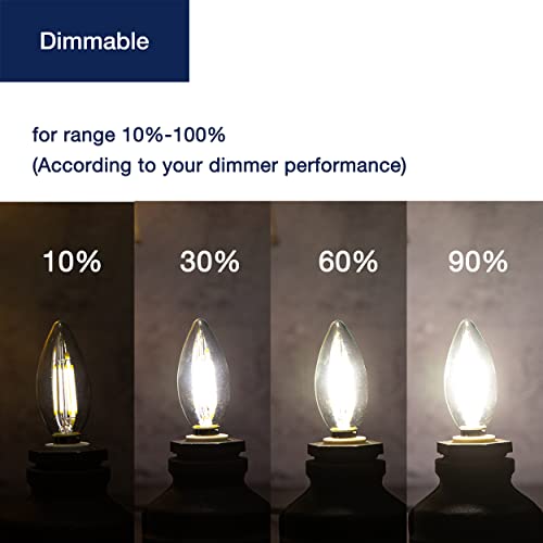 Flsnt 5000K Daylight B10 Dimmable Led E12 Candelabra Bulbs, 40W Equivalent Led Chandelier Light Bulbs, 450Lm, Clear Glass Finishing, 12 Pack #TOP3