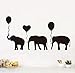 Sticker mural éléphant ballon pour chambre d'enfant - Rétro éléphant - Vinyle amovible - Décoration murale pour chambre d'enfant - 100 x 58 cm