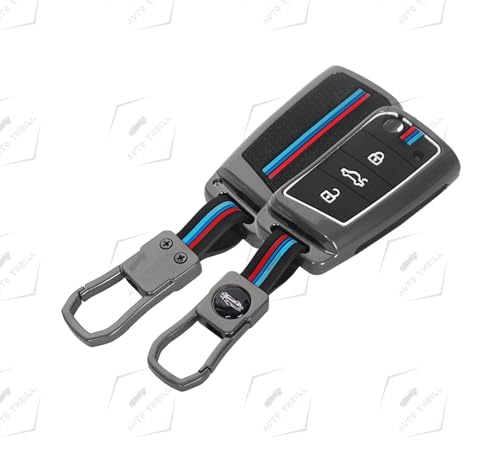 Image of Auto Thrill Premium Metal Alloy Key Cover for Skoda and Volkswagen - Kushaq | Octavia | Kodiaq | Superb | Slavia | Passat | Taigun | Tiguan | Virtus | T ROC 3 Button flip Key.