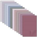 Lined Sticky Notes 4x6 Inch, Large Notepads with Lines, 12 Pack Vintage Colors Self-Stick Note Pads, Super Sticking Power Memo Pads for Office, School, Home, Planning & Windows, 40 Sheets/pad