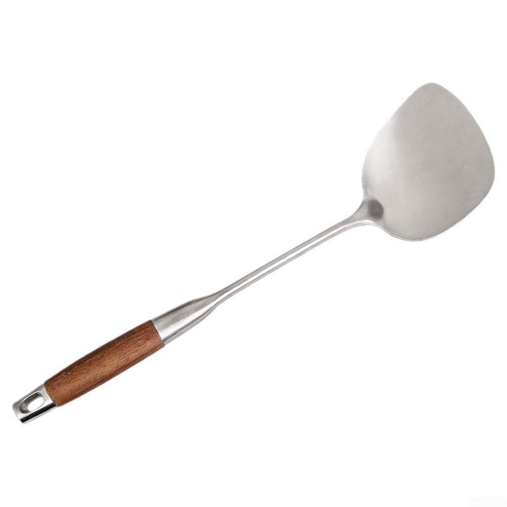 Küchenutensilien-Set aus 316L Edelstahl mit Holzgriff, hitzebeständige Kochutensilien für antihaftbeschichtete Pfannen, 5-teiliges Pfannenwender, Löffel, Schöpflöffel, Kelle Kit, Silber