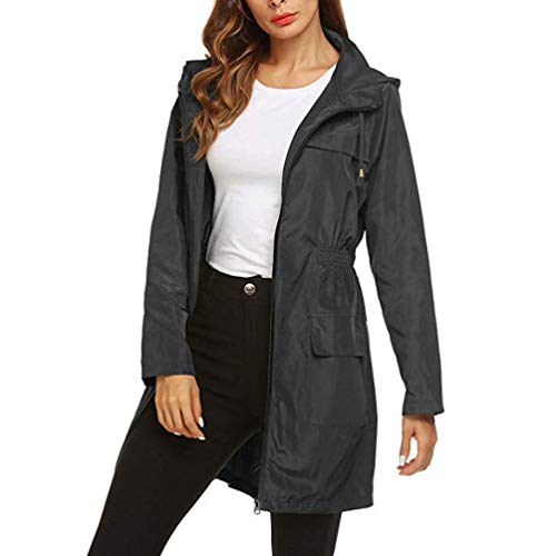 Casaco de chuva feminino com capuz impermeável e corta-vento leve para proteção do corpo ao ar livre