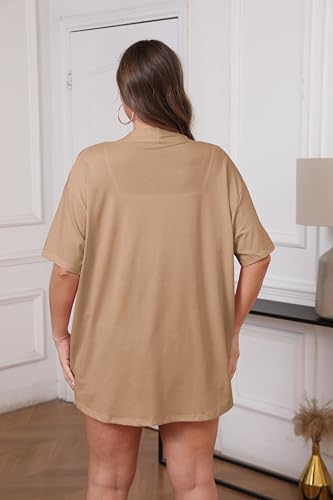 Image of IN'VOLAND Women Plus Size Lightweight Cardigan Short Sleeve Open Front Casual Summer Kimonos Cardigans with Pockets