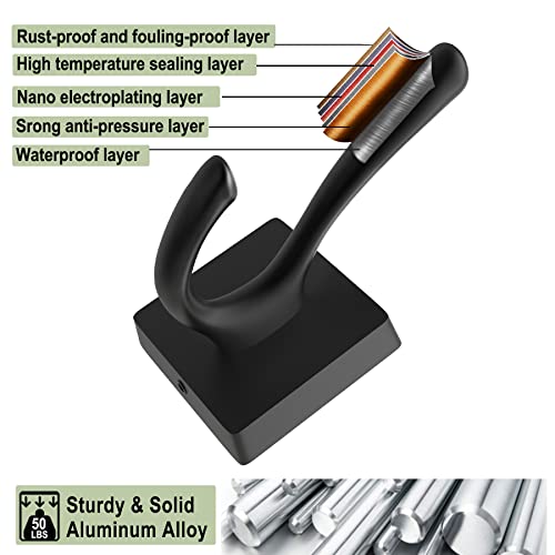 Tofiigrem Black Wall Hooks Coat Hooks, Mudroom Hooks Bathroom Hallway Hooks For Hanging Clothes Robe Towel Backpack, Heavy Duty Decorative Hooks Modern Double Towel Hooks (6 Pack, Black) #TOP4