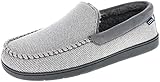 IZOD Mens Slipper, Knit Venetian Moccasin with Sherpa Fleece Lining, Grey, Size 10