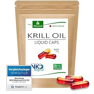 MoriVeda® | NKO Krill olie softgelcapsules (testwinnaar) 30, 90 of 270 stks. in apotheekkwaliteit – Omega 3,6,9 astaxanthine, vitamine E, choline, fosfolipiden, krilloil (1×30 Softgels)
