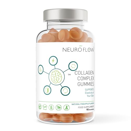 Neuro Flow Collagen Complex | 90 Natural Pineapple Flavor Chewable Gummies | Healthy Skin and Hair for Men and Women