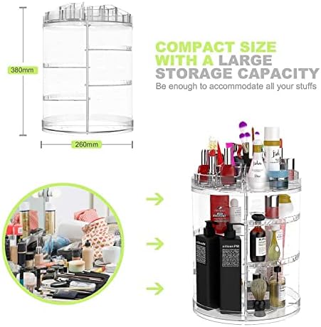 Boxalls Makeup Organiser Rotating -Plus Size, 8 Layer Large Capacity 360 Degree Cosmetics Organiser, Spinning Make up Stand, Clear Skincare Makeup Carousel -Plus Size