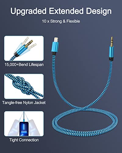 Image of Aux Cord for iPhone, Lightning to 3.5mm male Audio Cable Compatible with iPhone 14 Pro Max, 14 Plus, 13 Max, 12 Mini, X /XR, iPad, iPod, Mfi Apple Auxiliary Wire for Car, Speaker, Headphone -2Pcs /3ft | 3FT Auxiliar Ox Wire for Apple 14Pro 14 Plus 13 Pro Max 13 12 Mini X XR iPad iPod, iPhone Aux Chord for Car Speaker Headphone