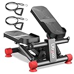 Mini Stepper for Home Workout, 330LBS Hydraulic Stepper with LCD Monitor & Resistance Bands, Compact Under Desk Stepper with Real Time Calorie Tracking