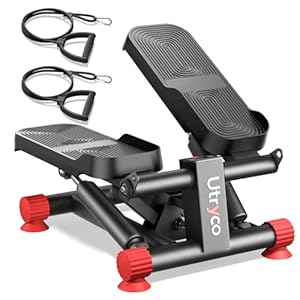 Mini Stepper for Home Workout, 330LBS Hydraulic Stepper with LCD Monitor & Resistance Bands, Compact Under Desk Stepper with Real Time Calorie Tracking