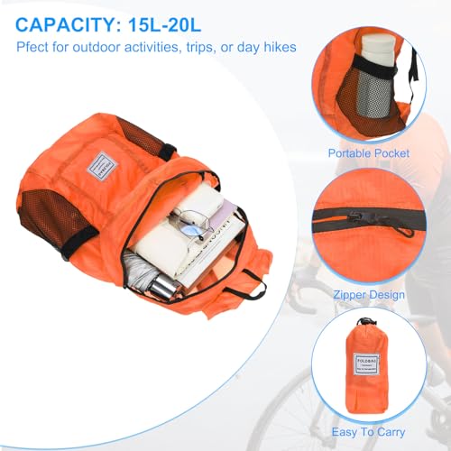 Mochila de senderismo plegable ligera 15L-20L naranja miniatura 3