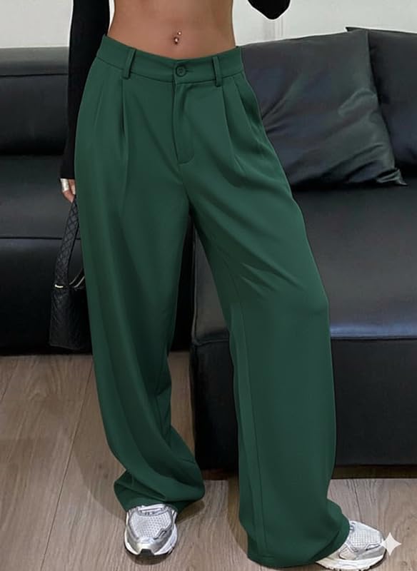 Image of OOMPH! Women's High-Waisted Pant | Wide Leg Trousers | Korean Style Stretchable Trouser