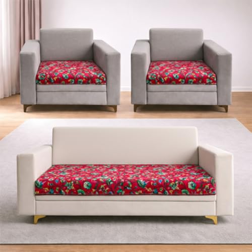 Image of Homerz Premium 5 (3+1+1) Seater Velvet Sofa Panel Cover with Digital Prints | Anti-Slip Backing (Lalbagh, 5 (3+1+1) Seater)