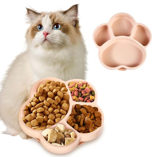 Dog Bowls, Silicone Dog Bowl with Suction Cup, 4-in-1 Non Slip Dog Bowls, Durable Cat Food Bowl, Portable Dog Bowl for Water, Wet or Dry Foods, Pet Bowls for All Pets and Multi-pet（Pink）