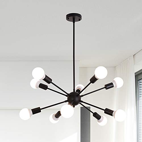 🔥 Flash Sale 10 Lights Sputnik Chandelier Light Fixture Modern Pendant Lighting Vintage Ceiling Lamp, Black