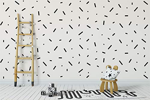 Stickerdeen | Rectangle Confetti Shape Decoration Removable Wall Art Vinyl Decal Stickers | (Pack Of 316) (Black) #TOP5