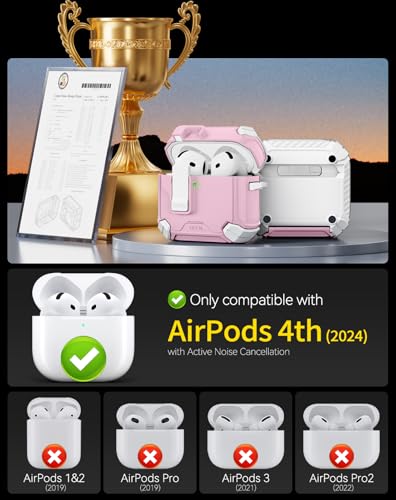 Image of Pohgelan Compatible with AirPods 4 Case (s-Pink) | Magnetic Automatic Lock with Phone Stand & Cleaning Kit,Compatible with Magsafe