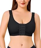 Junlan Postoperativer Kompressions-BH mit Vorderverschluss – Damen Sport BH ohne Bügel, Racerback, bequemer Bustier nach Brust-OP, Verstellbarer Stütz-BH für die Erholungsphase
