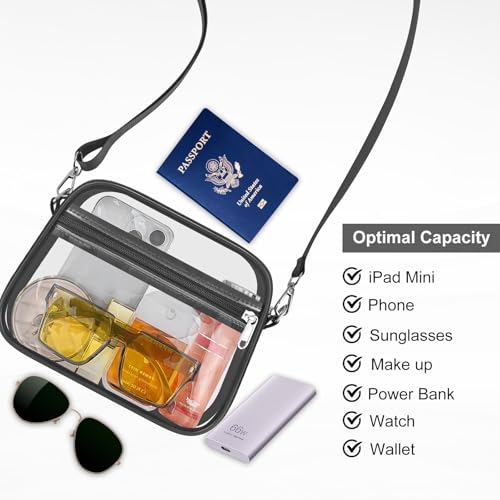 Image of Clear Bag for Stadium Events Clear Sports Fan Handbags Purses with Adjustbale Strap for Concerts Festivals Game Day