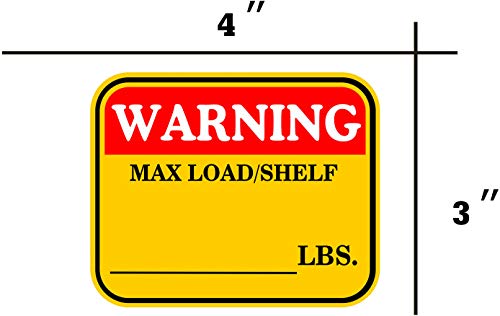 3×4 Inch Caution Max Load/Shelf Lbs Sticker Bright Warning Pallet Rack Capacity Labels 60Pcs Industrial Strength Cross Beam Safety Stickers For Warehouse Warehouse Pallet Racking,Forklift #TOP1